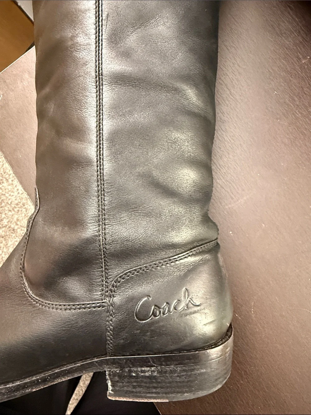 Coach Black Leather Over-the-Knee Boots